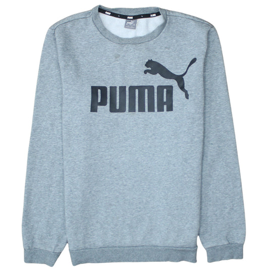 Puma Boys Grey 15-16 Years Pullover Crew Neck Logo Sweatshirt