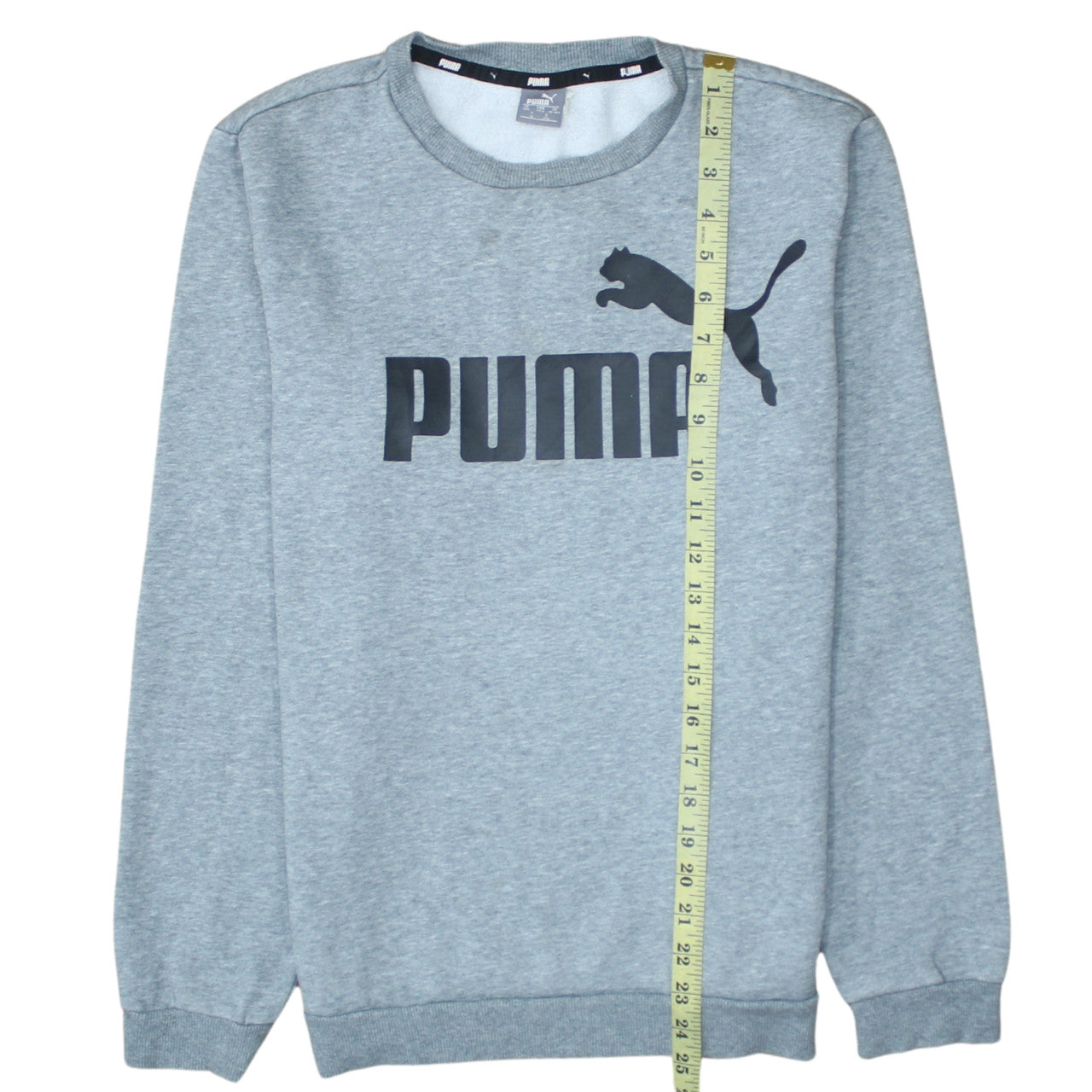 Puma Boys Grey 15-16 Years Pullover Crew Neck Logo Sweatshirt