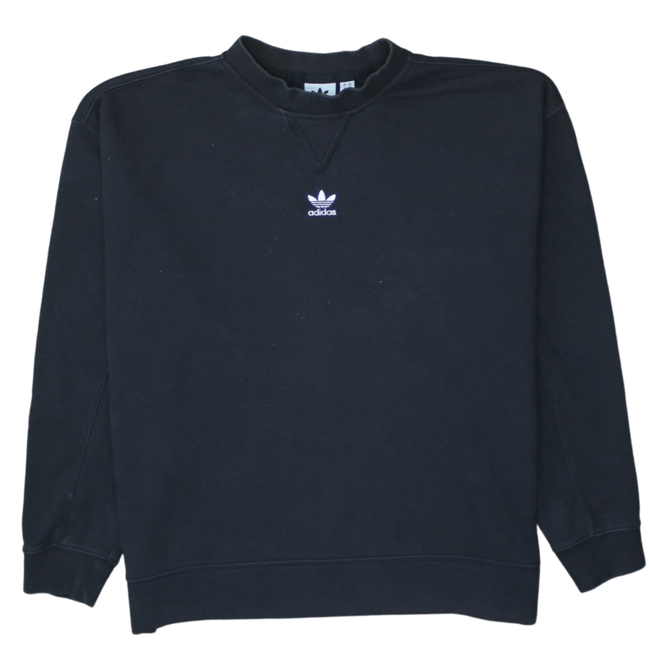 Adidas Womens Black Crew Neck Pullover Sweatshirt Size 6 XS