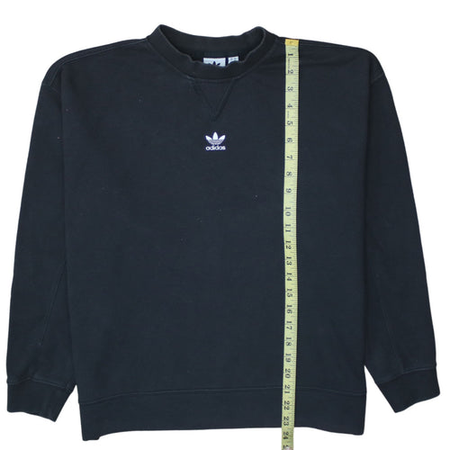 Adidas Womens Black Crew Neck Pullover Sweatshirt Size 6 XS