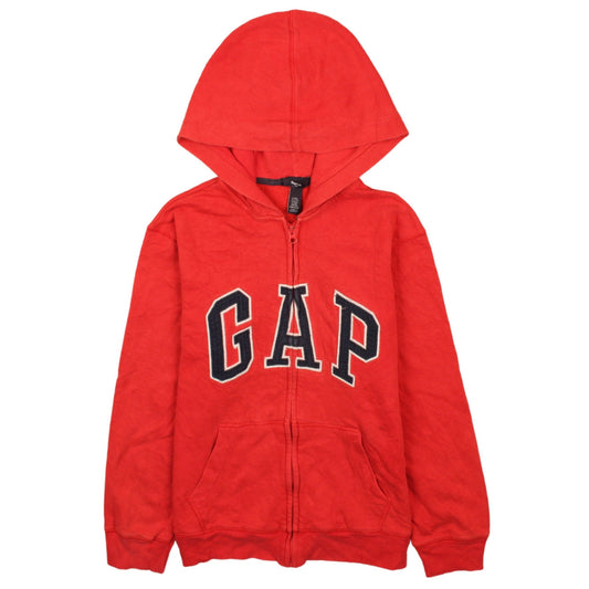 GapKids Boys Red Full Zip Hoodie Size 13 Years Cotton Blend Logo Design