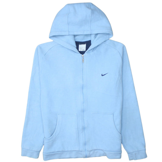 Nike Women Light Blue Full Zip Hoodie Size 14 Lined Cotton Blend