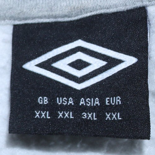 Umbro Mens Grey 2XL Pullover Hoodie Logo Sportswear