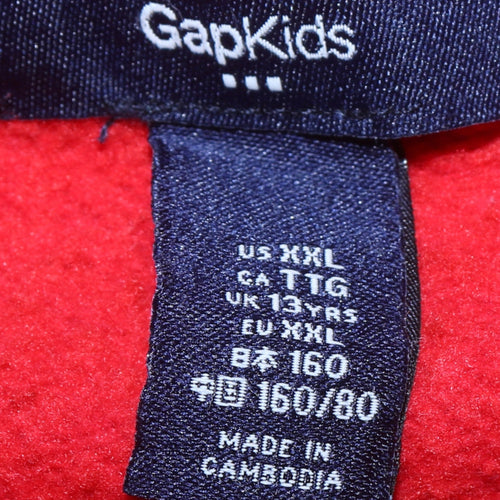GapKids Boys Red Full Zip Hoodie 13 Years Embroidered Logo