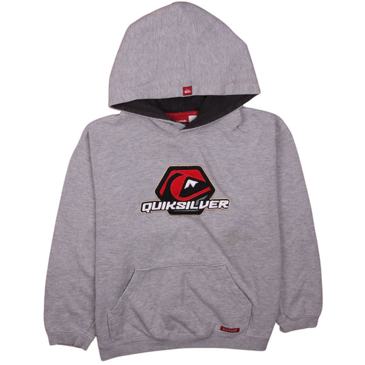 Quiksilver Boys Grey Pullover Hoodie Medium Cotton Blend Logo Design