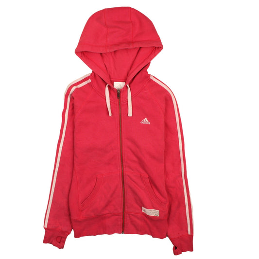 Adidas Womens Pink Full Zip Hoodie Size 10 Cotton Blend