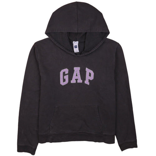 GAP Women Black Pullover Hoodie L Hooded Logo Sweatshirt