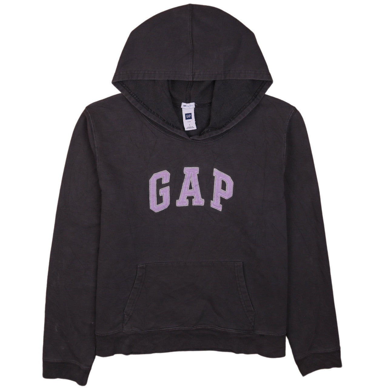 GAP Women Black Pullover Hoodie L Hooded Logo Sweatshirt