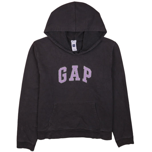 GAP Women Black Pullover Hoodie L Hooded Logo Sweatshirt