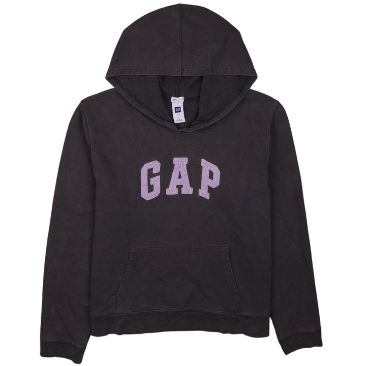GAP Women Black Pullover Hoodie L Hooded Logo Sweatshirt