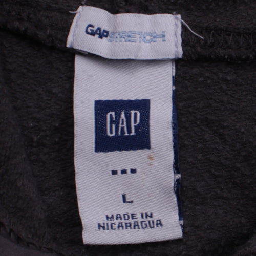 GAP Women Black Pullover Hoodie L Hooded Logo Sweatshirt
