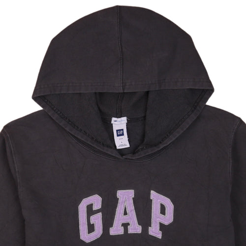 GAP Women Black Pullover Hoodie L Hooded Logo Sweatshirt