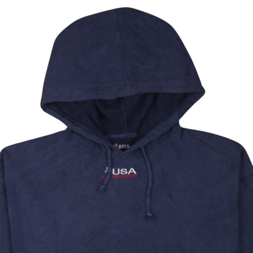 Asics Men's Blue Pullover Hoodie USA Logo Size L Sportswear