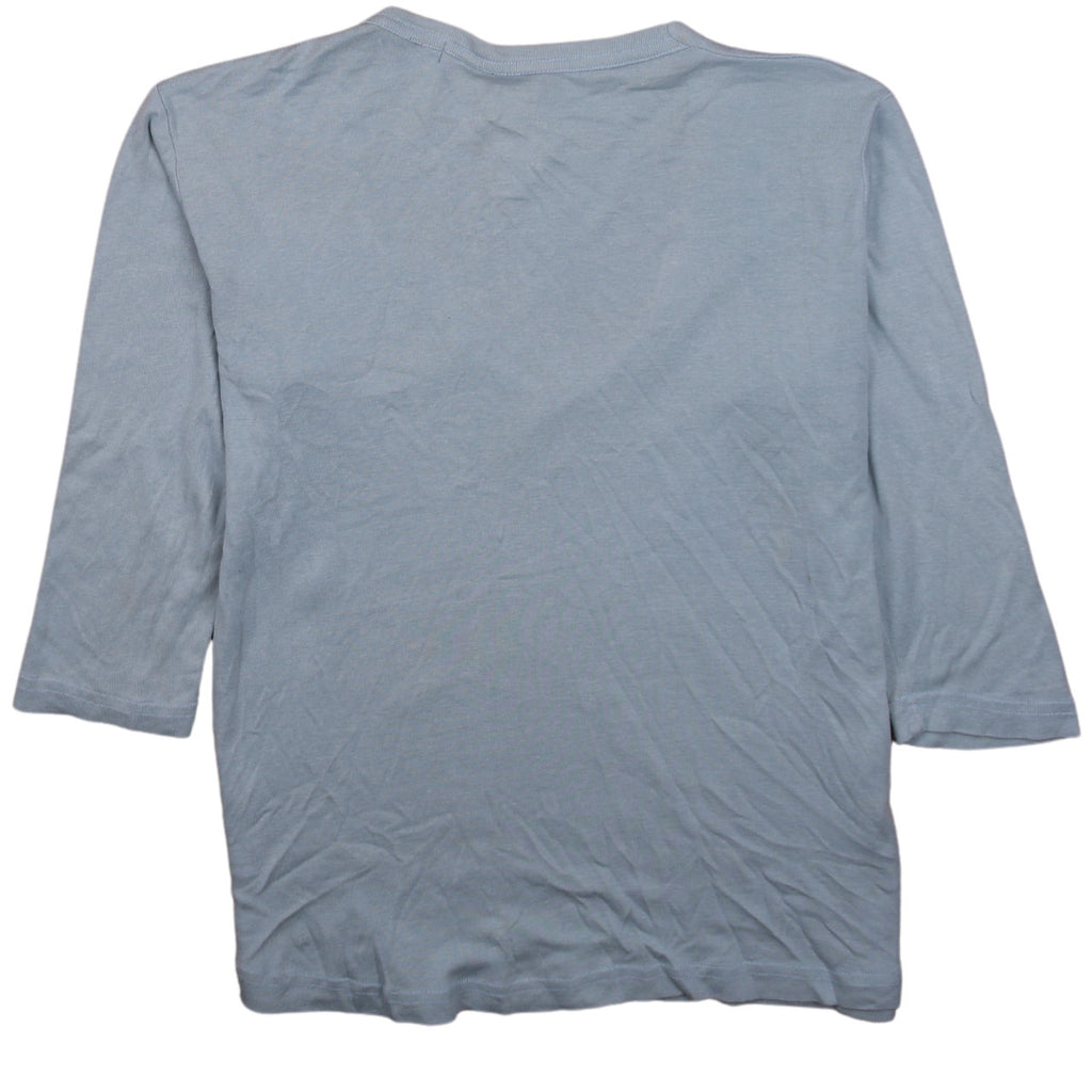 Ralph Lauren Women's Blue V-Neck 3/4 Sleeve Cotton T-Shirt L