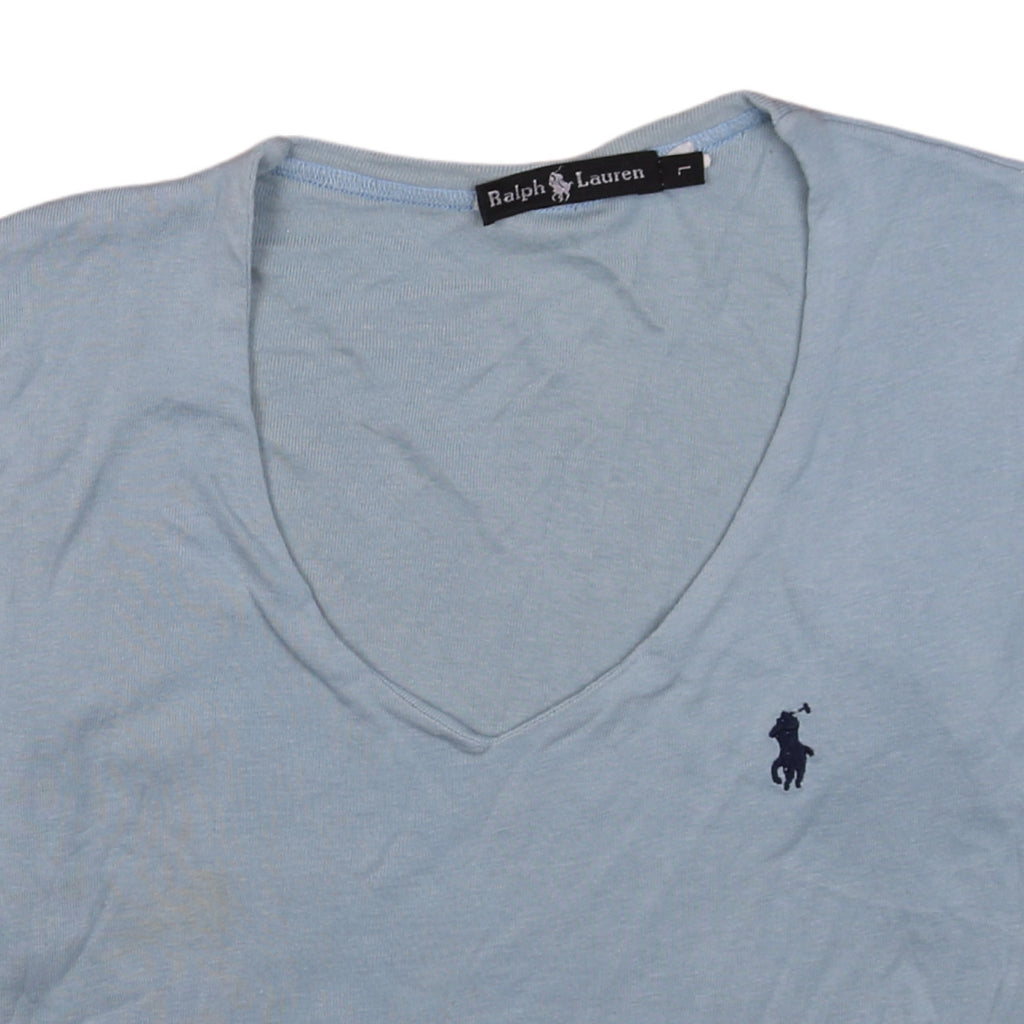 Ralph Lauren Women's Blue V-Neck 3/4 Sleeve Cotton T-Shirt L