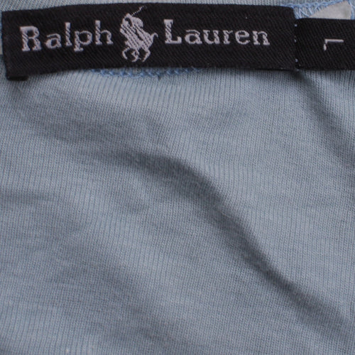 Ralph Lauren Women's Blue V-Neck 3/4 Sleeve Cotton T-Shirt L
