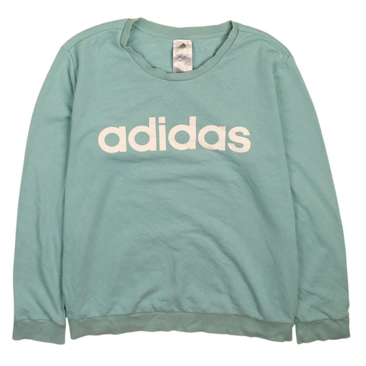 Adidas Women Mint Green Logo Sweatshirt XL 20-22 Crew Neck Pullover