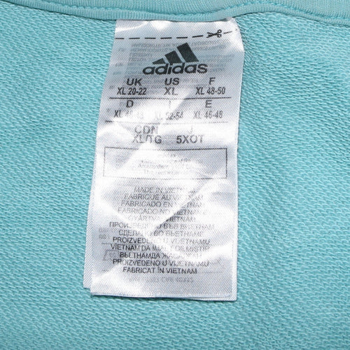 Adidas Women Mint Green Logo Sweatshirt XL 20-22 Crew Neck Pullover