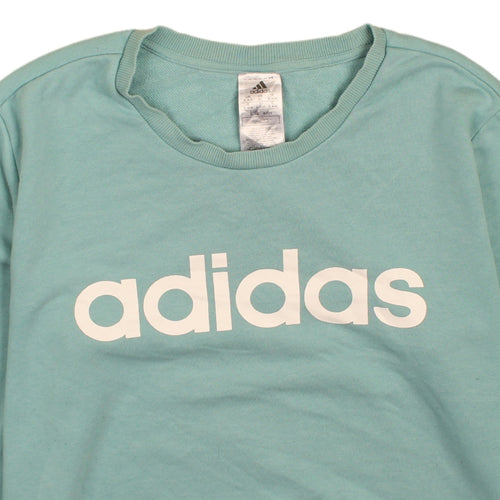 Adidas Women Mint Green Logo Sweatshirt XL 20-22 Crew Neck Pullover