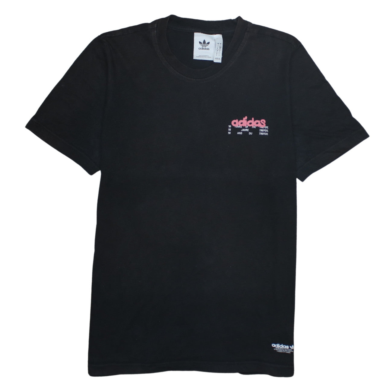 Adidas Men's Black Trefoil 50 Years Graphic Cotton T-Shirt Size S