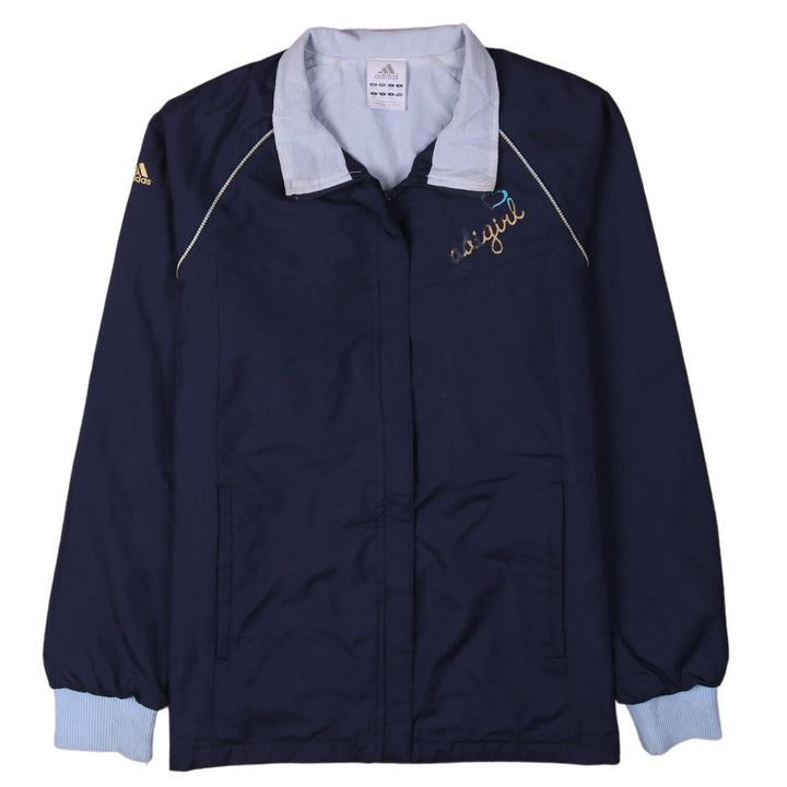 Adidas Girls Blue Zip-Up Track Jacket 14 Years Logo Sportswear