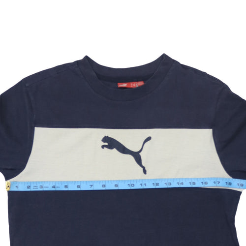 Puma Men's Blue Colourblock Crew Neck Sports T-Shirt Size S