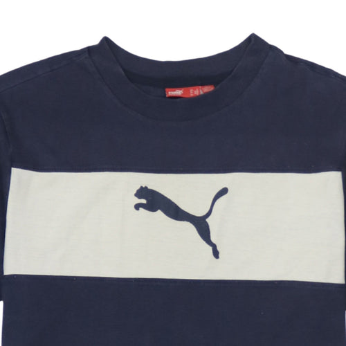 Puma Men's Blue Colourblock Crew Neck Sports T-Shirt Size S