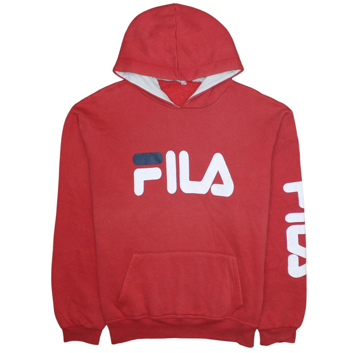 Fila Men's Red Pullover Hoodie Size M Graphic Logo Sweatshirt
