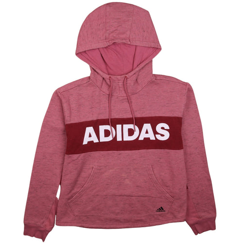 Adidas Women’s Pink Hooded Pullover Hoodie L 16-18 Casual Sweatshirt