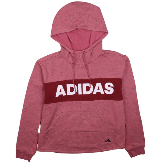 Adidas Women’s Pink Hooded Pullover Hoodie L 16-18 Casual Sweatshirt