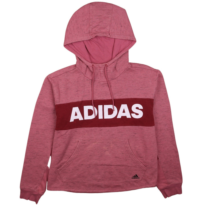 Adidas Women’s Pink Hooded Pullover Hoodie L 16-18 Casual Sweatshirt