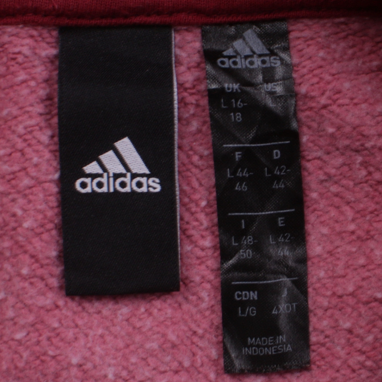 Adidas Women’s Pink Hooded Pullover Hoodie L 16-18 Casual Sweatshirt
