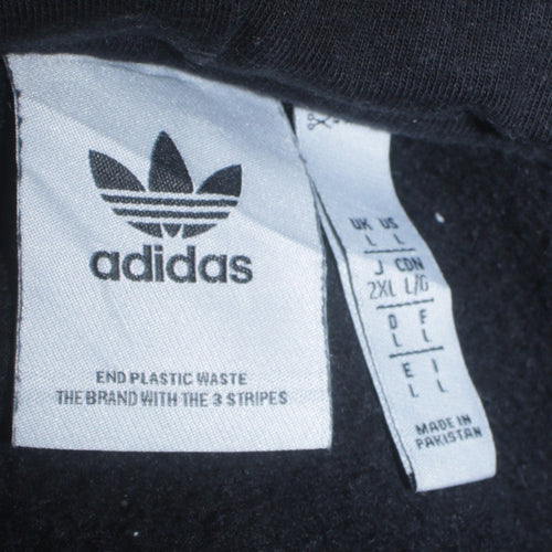 Adidas Men Black Pullover Hoodie Size L Fleece Sportswear
