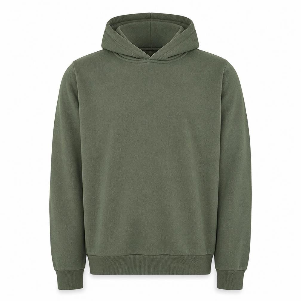 Front view of Ellesse Men's Green Pullover Hoodie XL Logo Fleece Sweatshirt