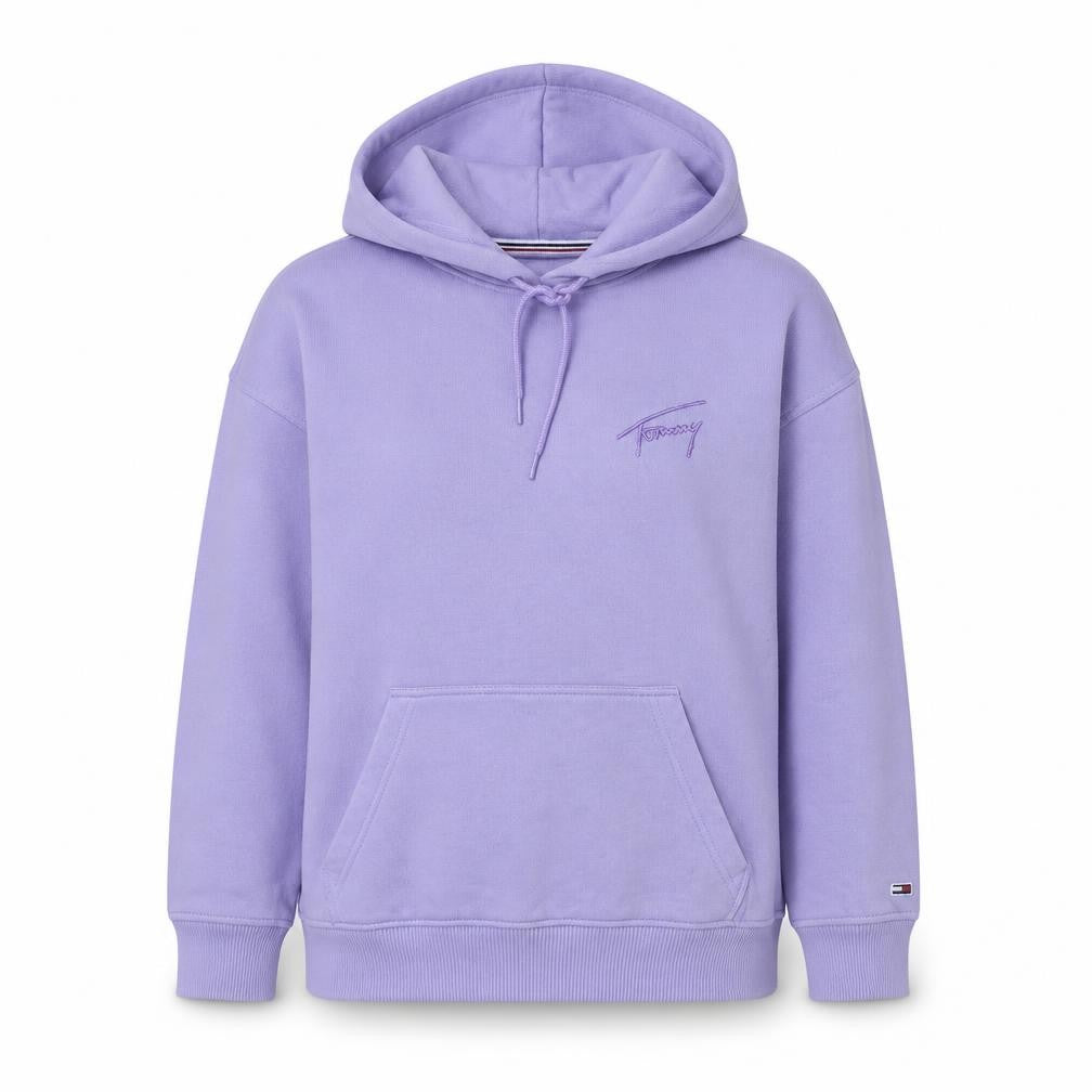 Tommy Jeans Womens Lilac Hoodie Medium Cotton Blend Pullover Hooded Sweatshirt