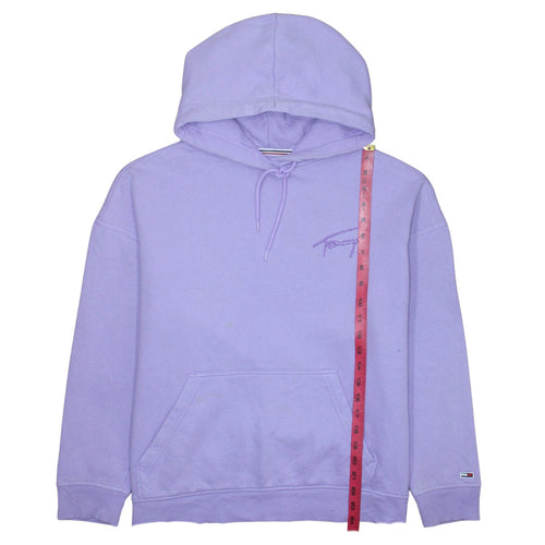 Tommy Jeans Womens Lilac Hoodie Medium Cotton Blend Pullover Hooded Sweatshirt