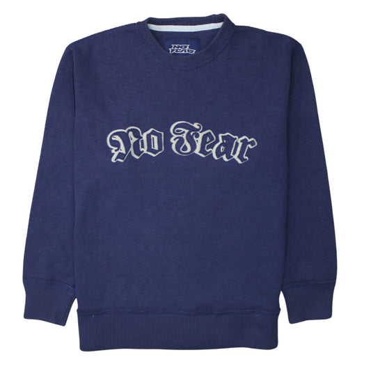 No Fear Men's Blue Logo Pullover Jumper Size M