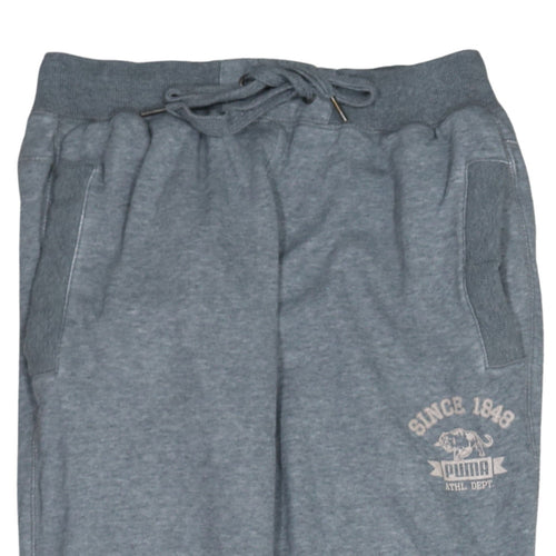 Puma Mens Grey Jogger Sweatpants S Elastic Waist Logo Tapered Leg