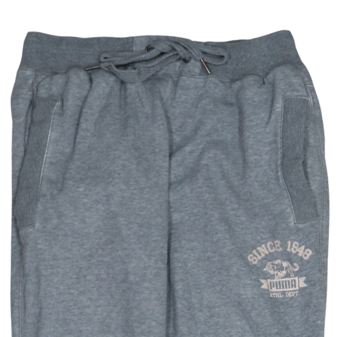 Puma Mens Grey Jogger Sweatpants S Elastic Waist Logo Tapered Leg