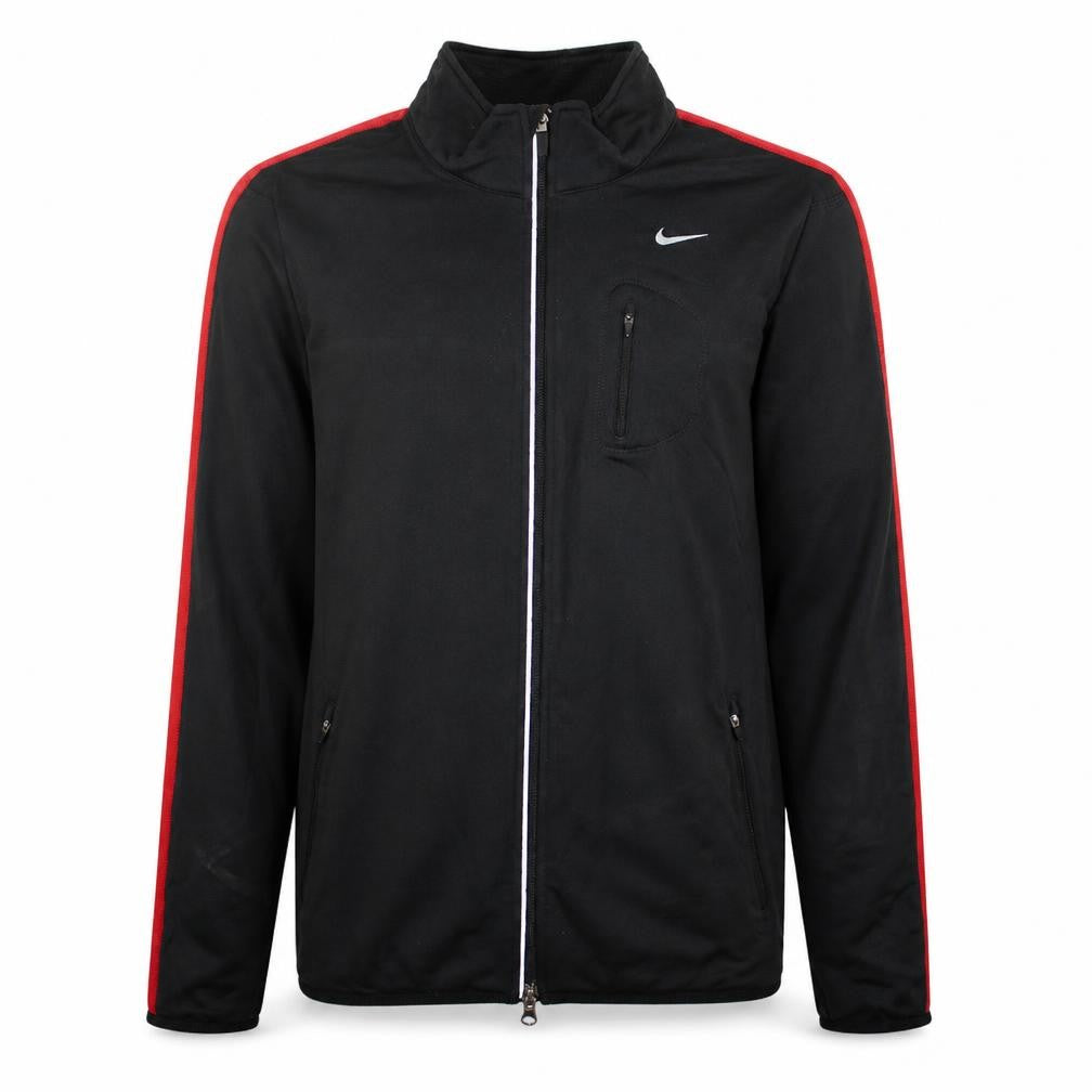 Front view of Nike Men's Black Full Zip Dri-Fit Sweatshirt, size M, Athletic Jacket