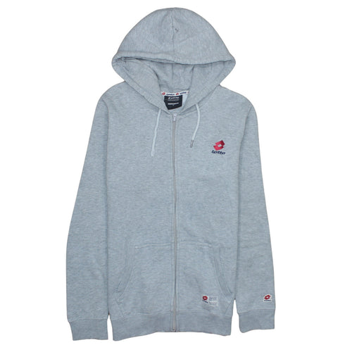 Lotto Mens Grey Full Zip Hoodie Size S Cotton Blend Sportswear
