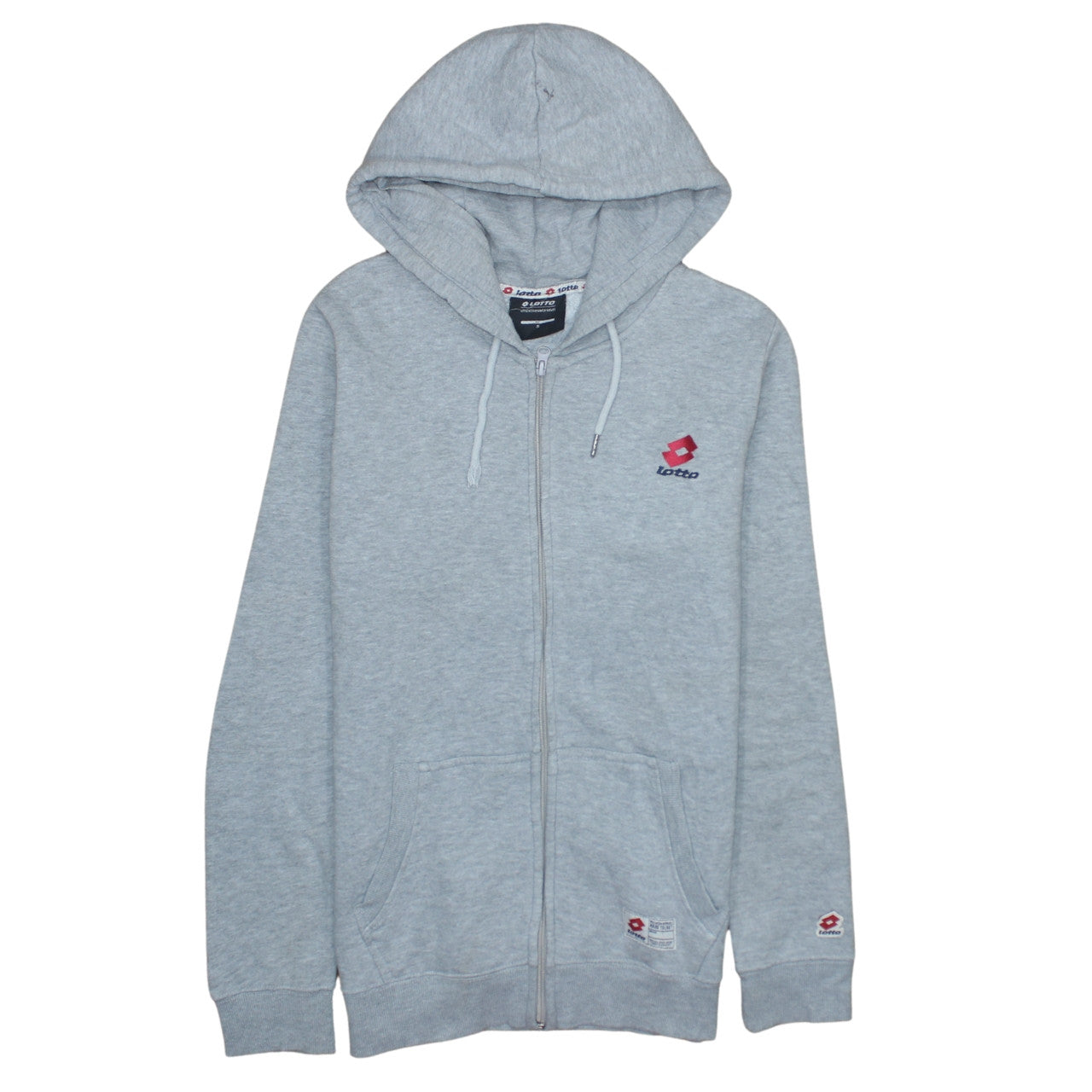 Lotto Mens Grey Full Zip Hoodie Size S Cotton Blend Sportswear