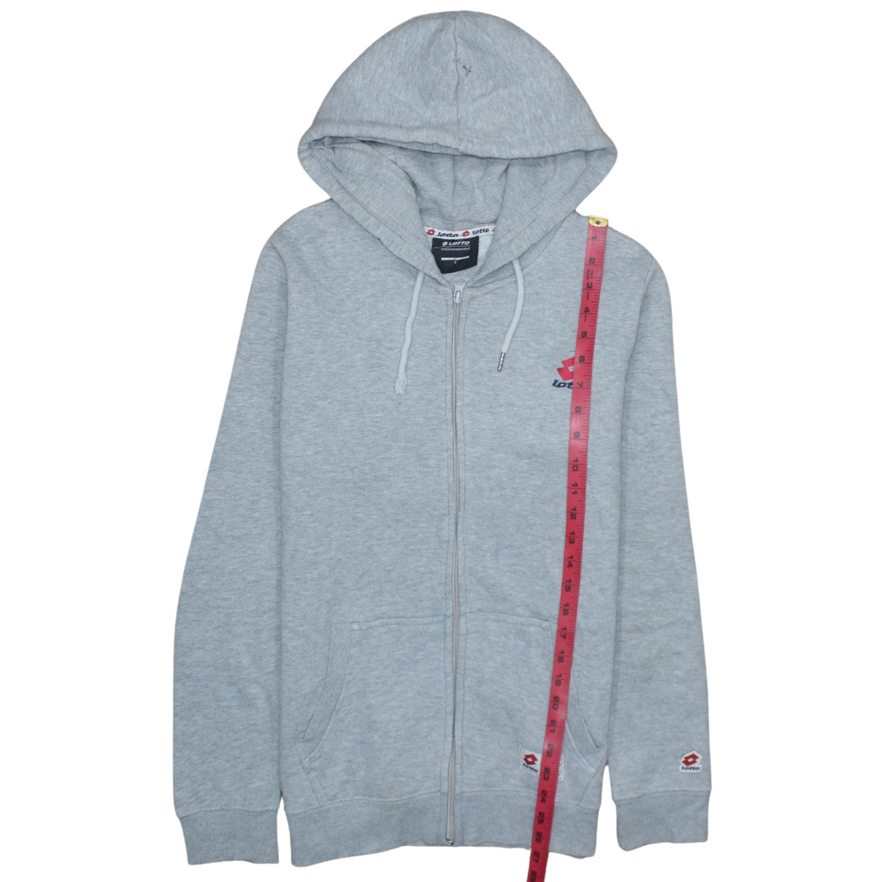 Lotto Mens Grey Full Zip Hoodie Size S Cotton Blend Sportswear