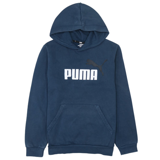 Puma Boys Blue Pullover Hoodie 13-14Y 164cm Logo Print Cotton Blend