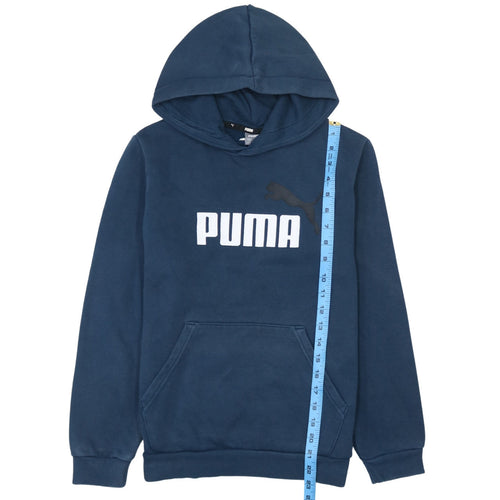 Puma Boys Blue Pullover Hoodie 13-14Y 164cm Logo Print Cotton Blend