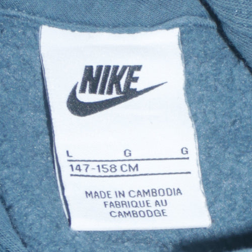 Nike Boys Blue Pullover Hoodie L 147-158cm Cotton Fleece Casual