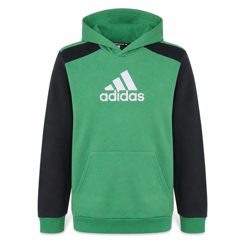 Front view of Adidas boys’ green & black pullover hoodie, size 15-16, years regular fit