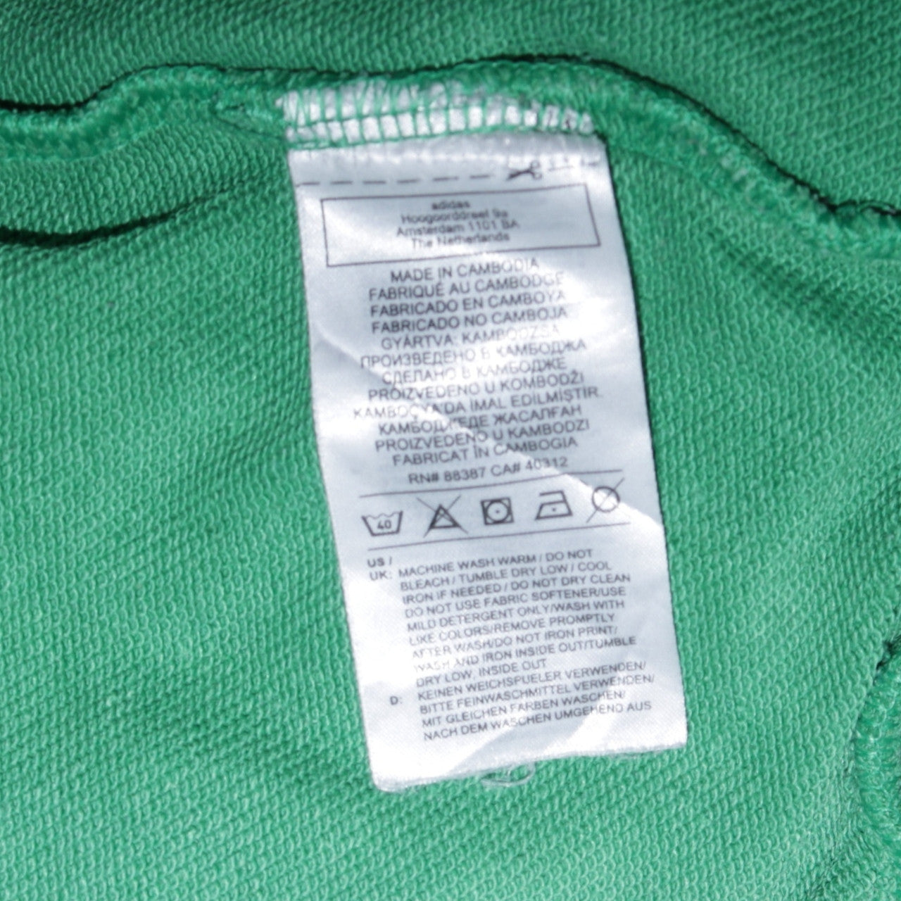 Adidas Boys Green & Black Pullover Hoodie Size 15-16 Years Regular Fit