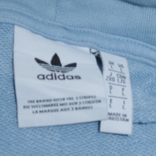 Adidas Men's Blue Pullover Hoodie Size L Sports Logo Sweatshirt