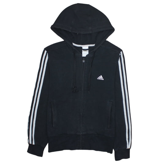 Adidas Women Black Full Zip Hoodie Size 16 Classic Sportswear